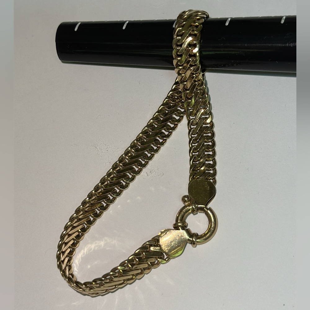 Real Stamped 14K Yellow Gold Fancy Woven Link Bracelet Senora Clasp 8.25” Length - Picture 9 of 13